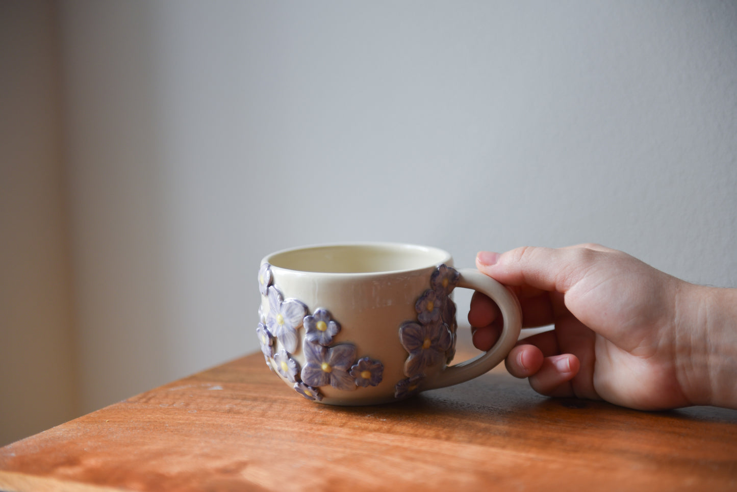 Purple flower latte mug