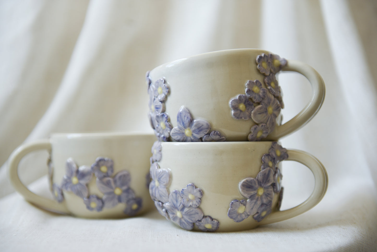 Purple flower latte mug