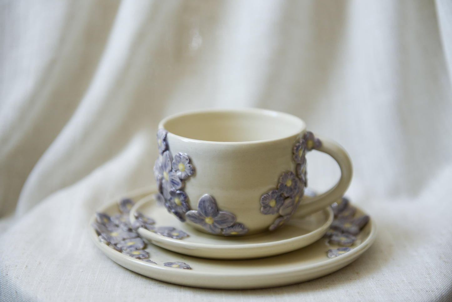 Purple flower latte mug