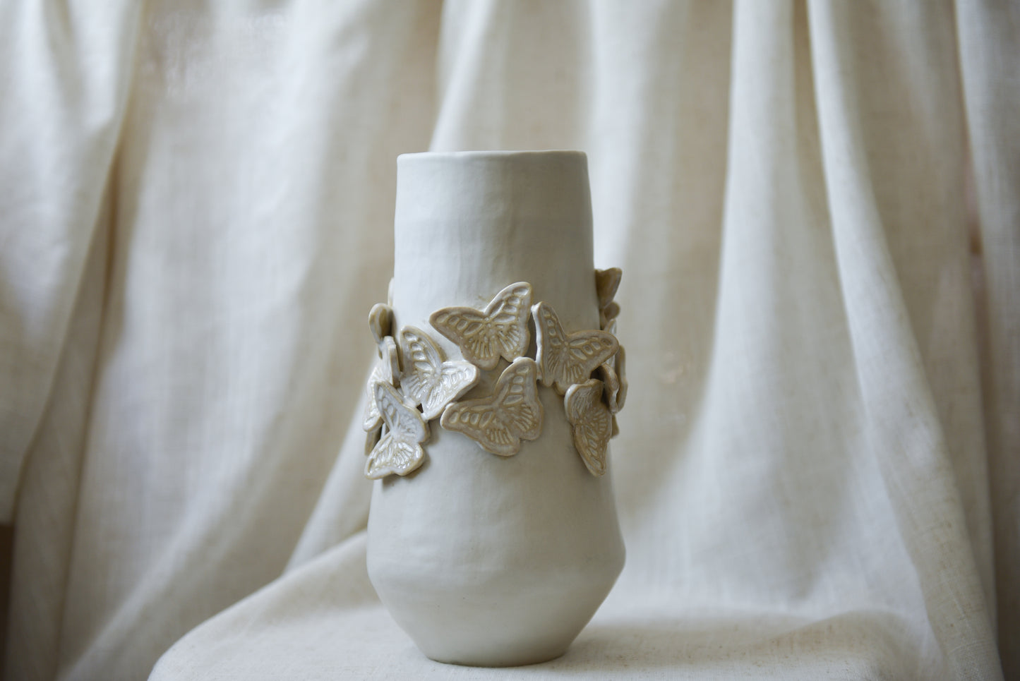 White Butterflies Vase