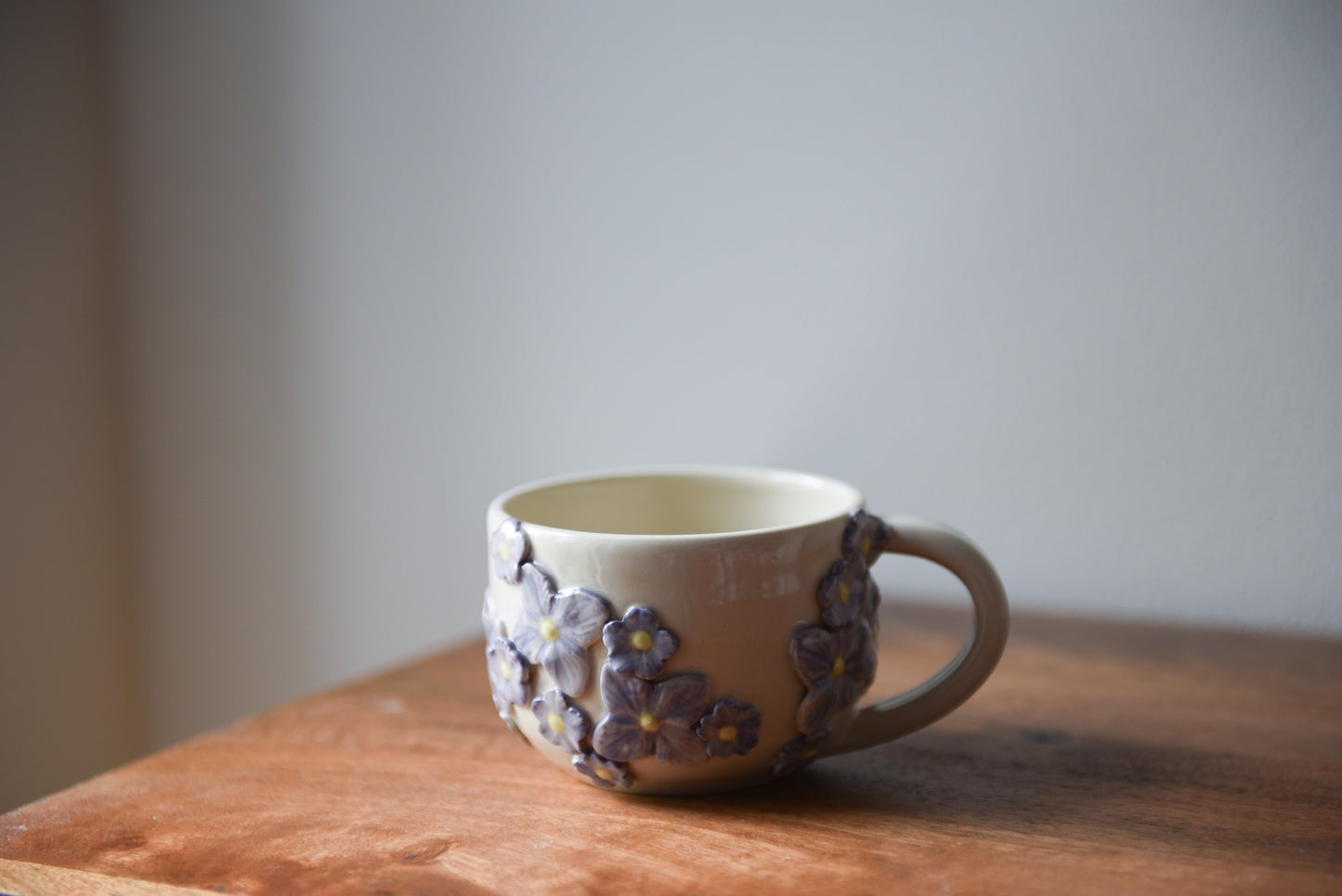 Purple flower latte mug