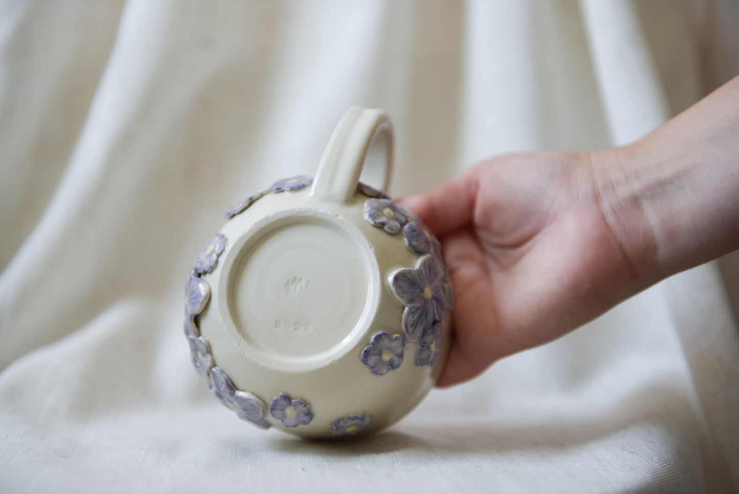 Purple flower latte mug