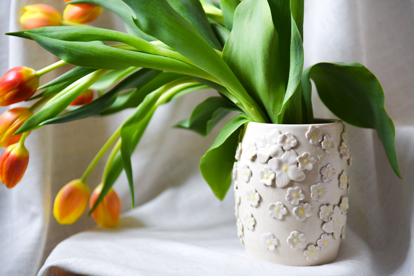 White Flowers Vase