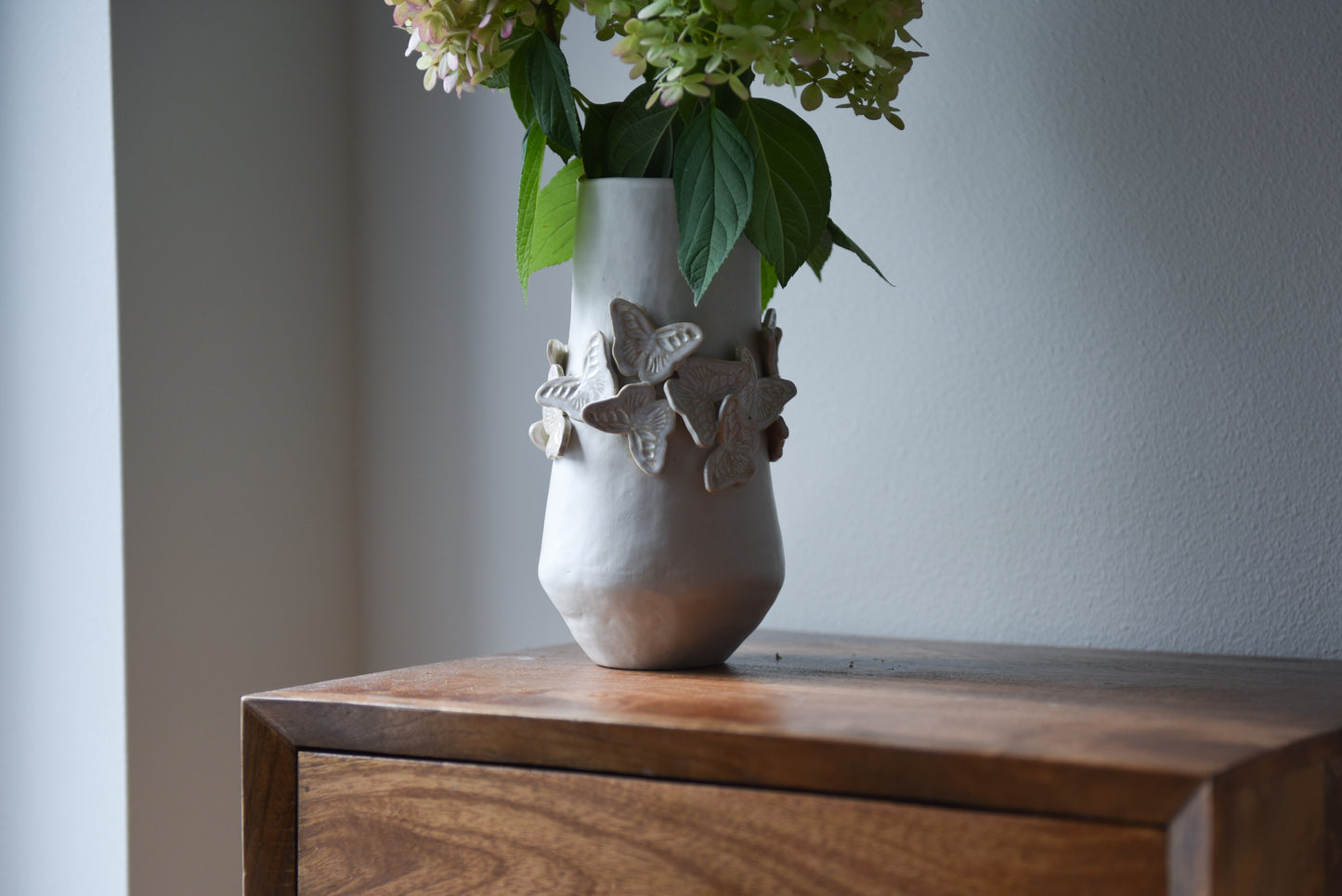 White Butterflies Vase