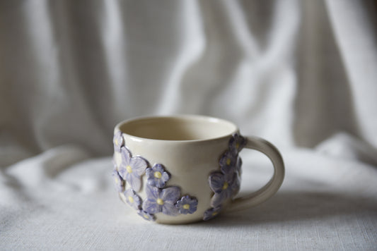 Purple flower latte mug