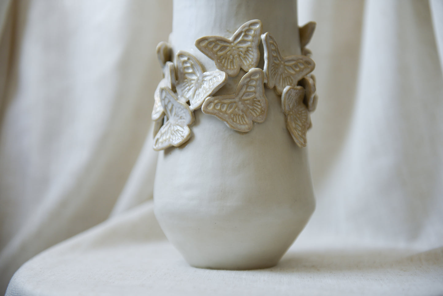 White Butterflies Vase