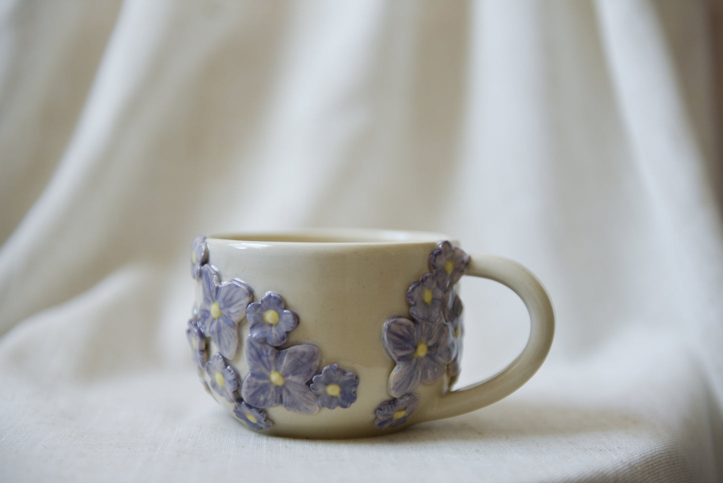 Purple flower latte mug