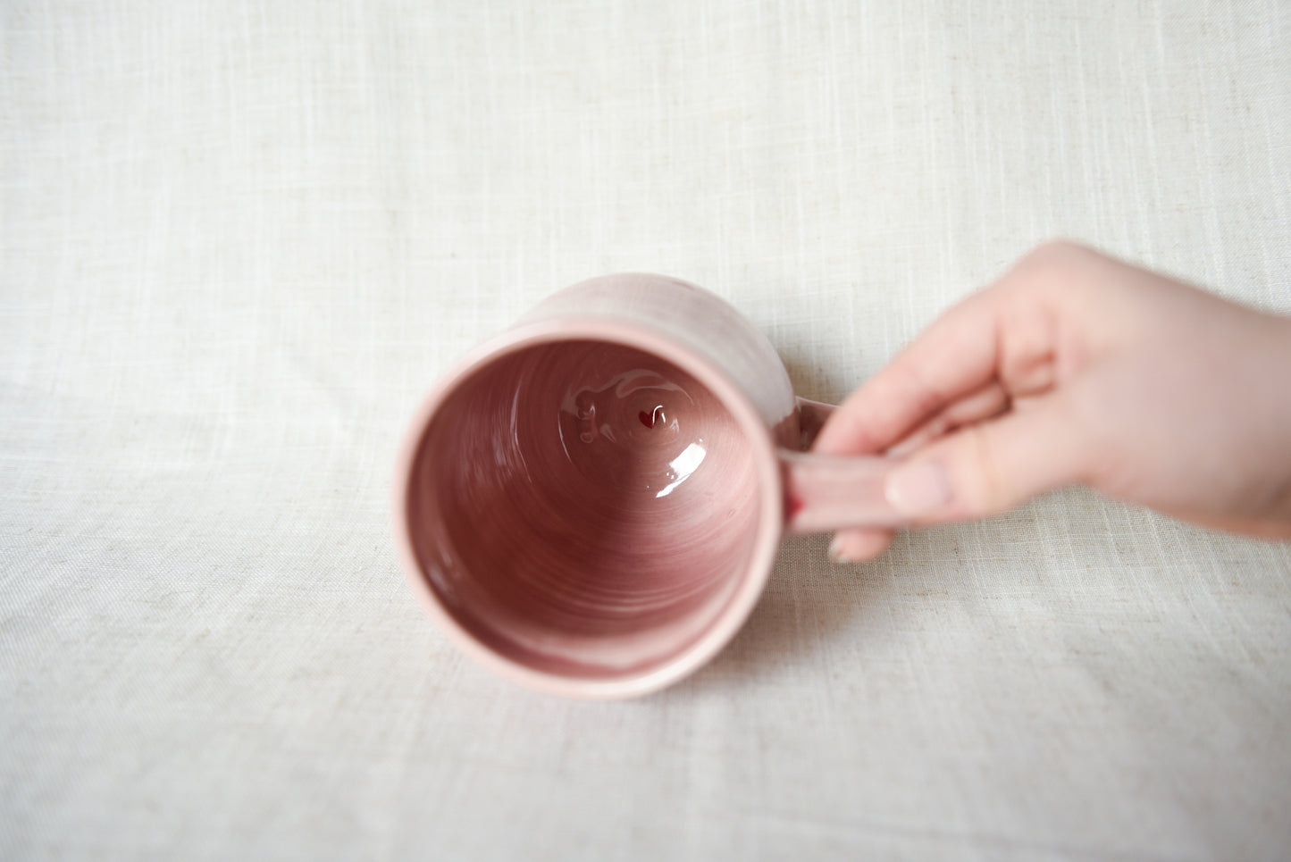 Pink Mug with Red Hearts