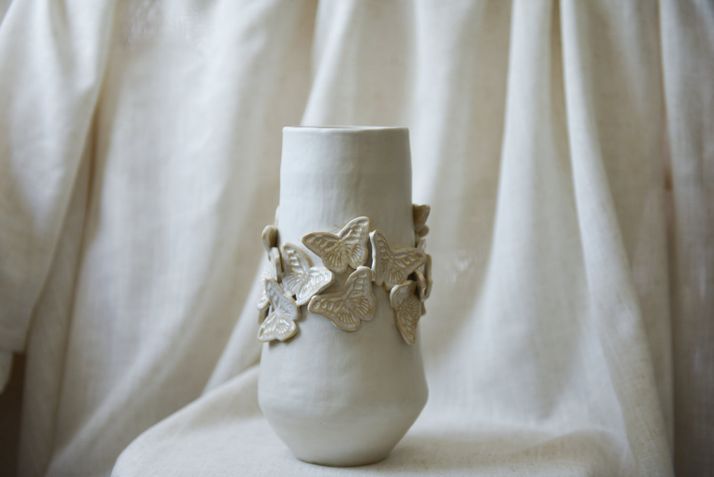 White Butterflies Vase