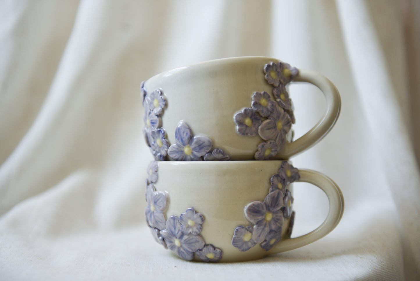 Purple flower latte mug