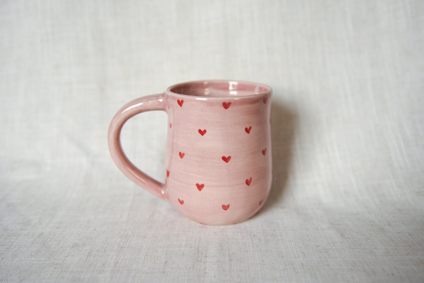 Pink Mug with Red Hearts