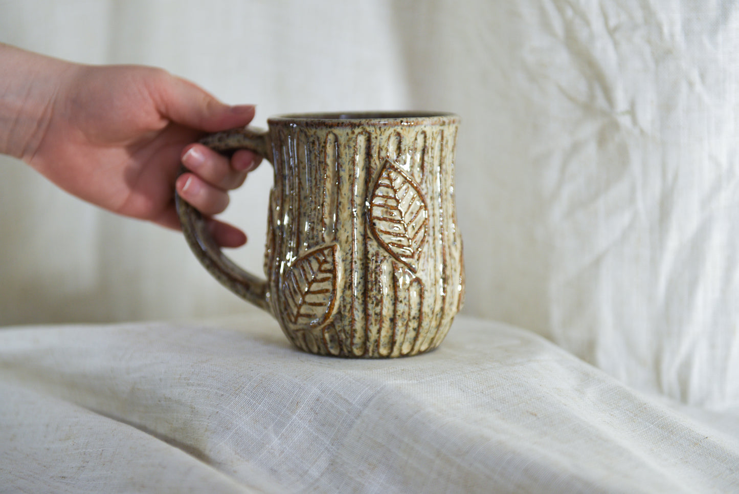 Speckled Mug with Leaves