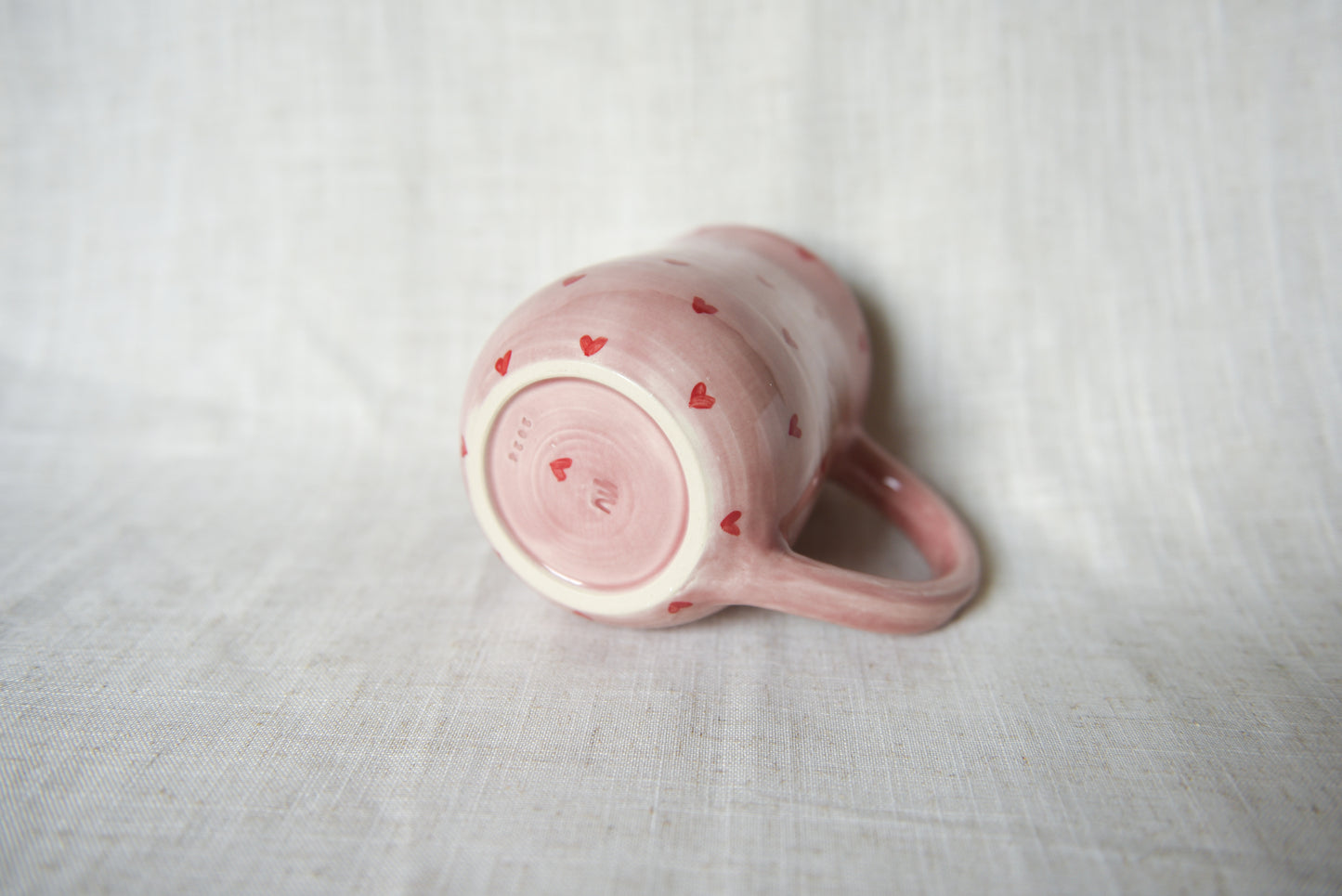 Pink Mug with Red Hearts